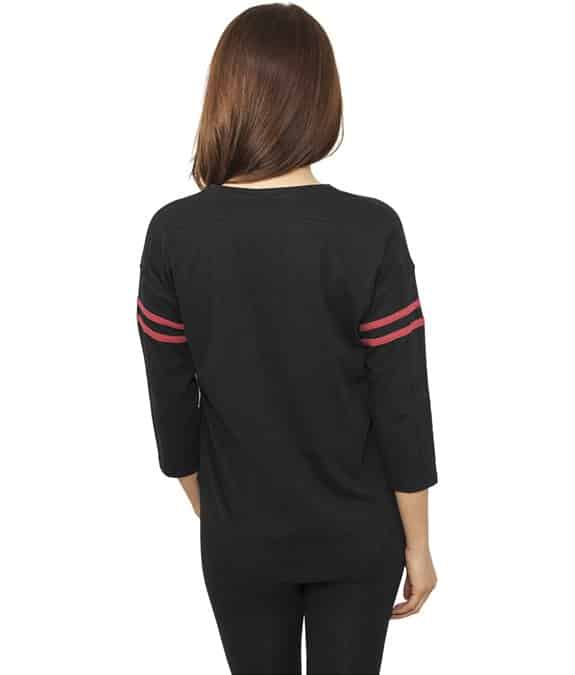 Ladies Sleeve Striped Tee black-red 2